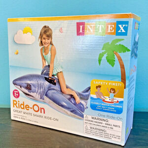 Great White Shark Inflatable Ride-On Swim Toy Pool Beach Travel Vacation Fun-NEW